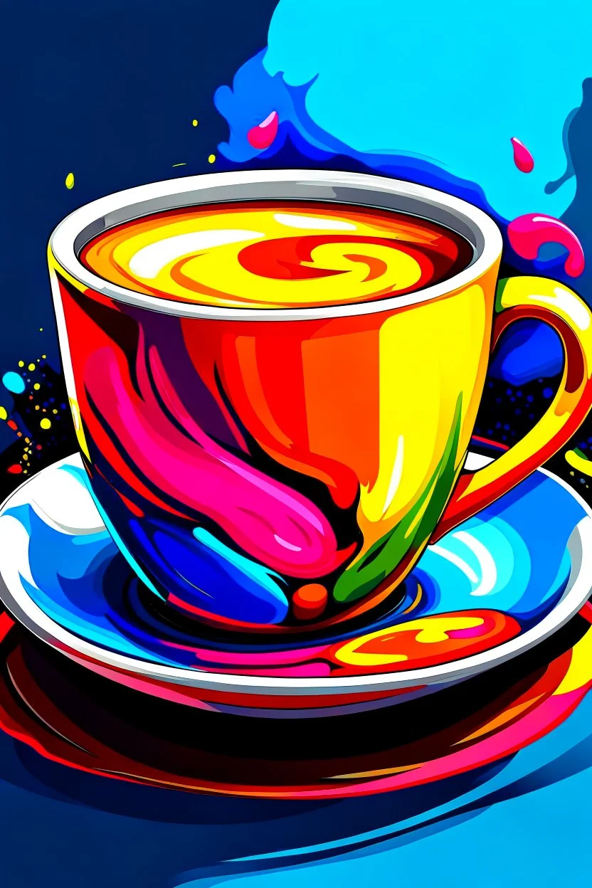 A vibrant and colorful rendering of a cup of tea with milk, showcasing the rich and bold flavors of the beverage.