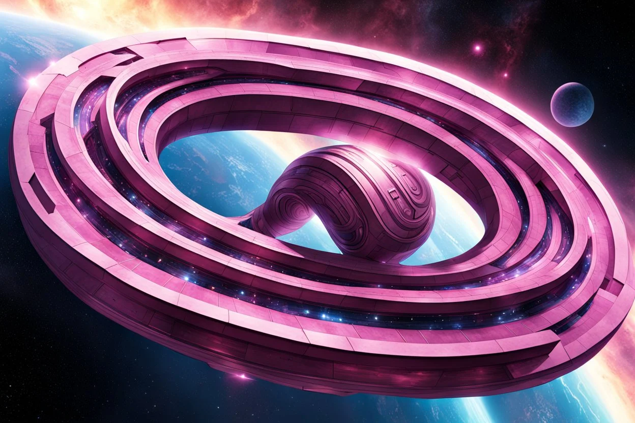 the gigantic starship of Marvel's Galactus "TAA-2" shaped like a Mobius strip, in space