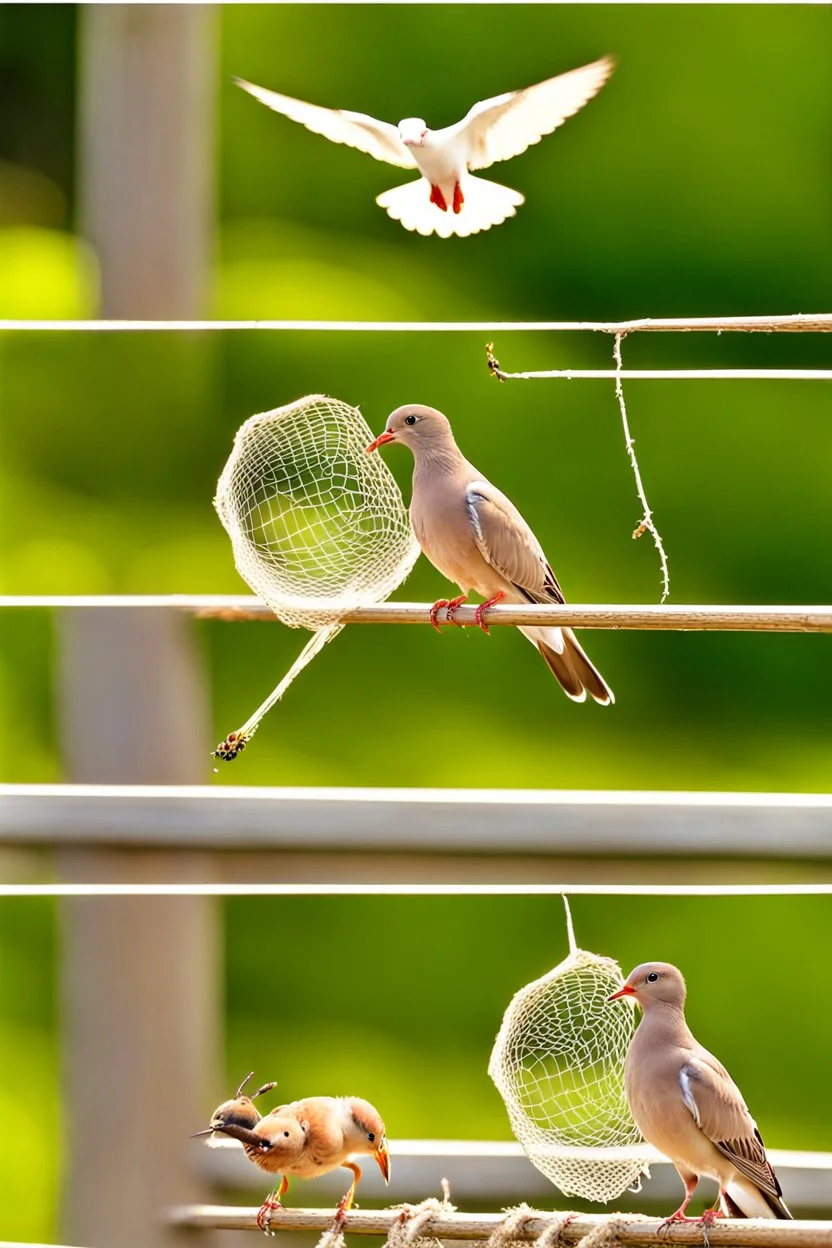 bird catcher nearby was about to throw his net over the dove hoping to trap it. An ant saw him and guessed what he was about to do