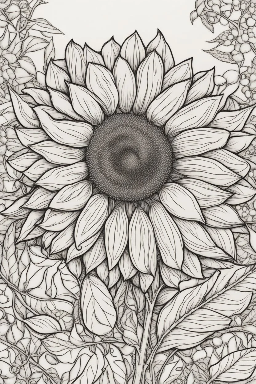 sunflowerr picture coloring page with decorative border around edges