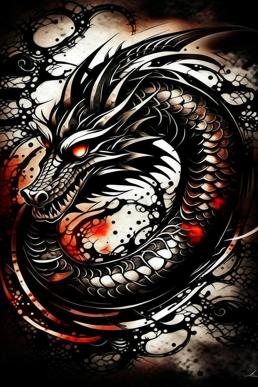 dragon ink logo, leather background