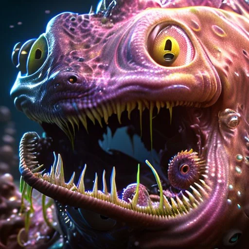 fluid ink angler fish creature, unreal engine 5, 8k resolution, photorealistic, ultra detailed