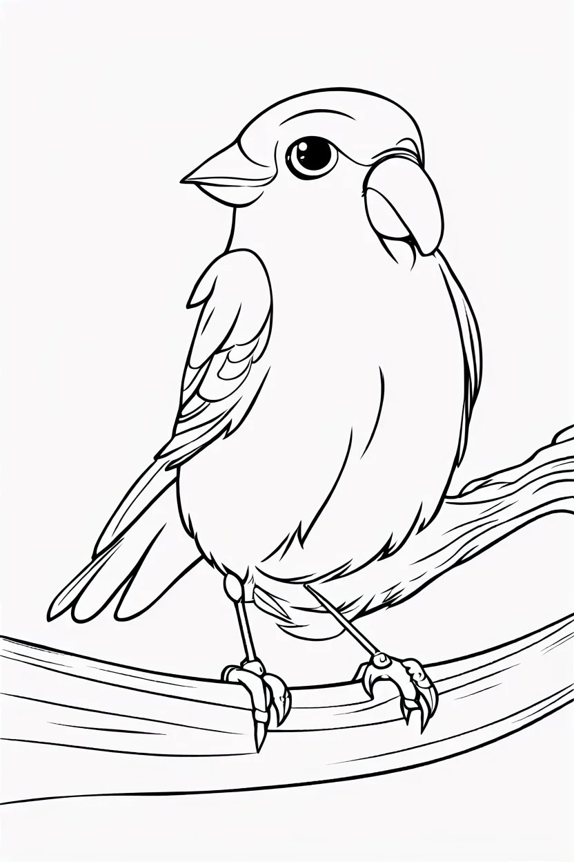 blank colouring book, white blank background, simple picture for toddlers, bird pet, disney and pixar style