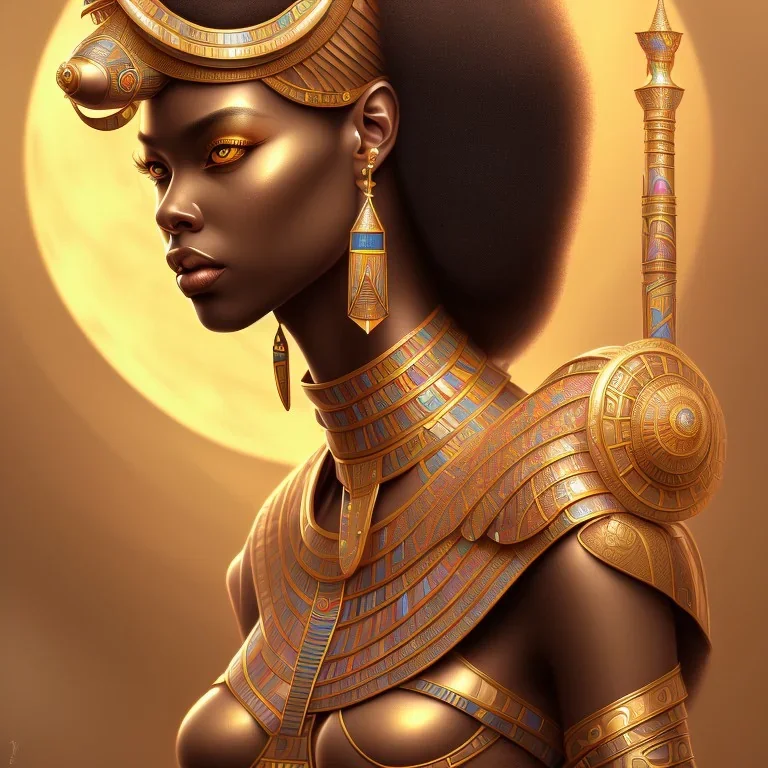 sango fantasy, fantasy magic, intricate, sharp focus, illustration, highly detailed, digital painting, concept art, matte, masterpiece head sexy view black African beauty black afro hair earth lady Golden falcon head Egyptian princess pyramid background