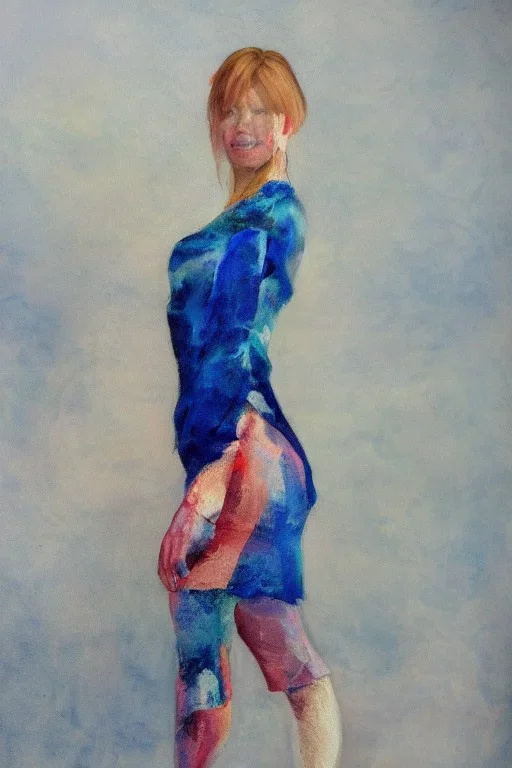 Full body portrait, painting, medium shot lady volumetric ice