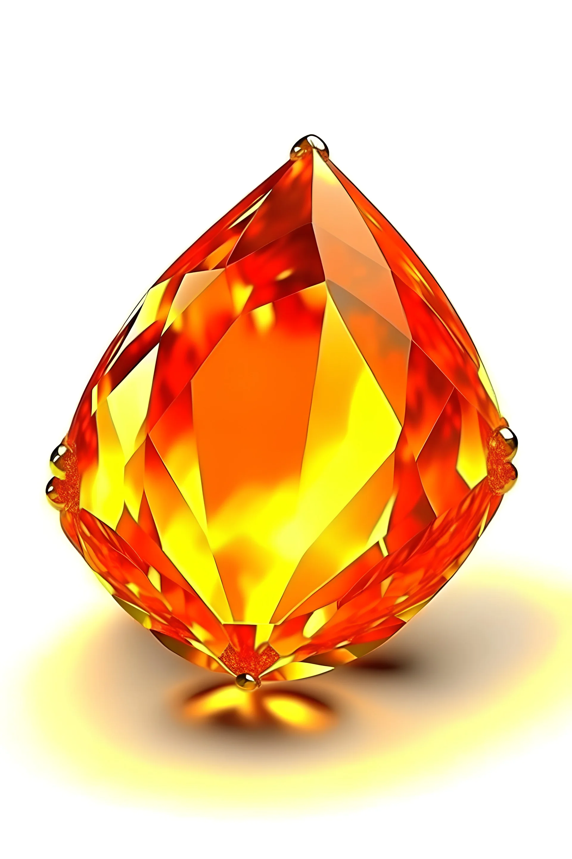 orange gemstone in the shape of a flame, high quality, highly detailed, no background, 3D style