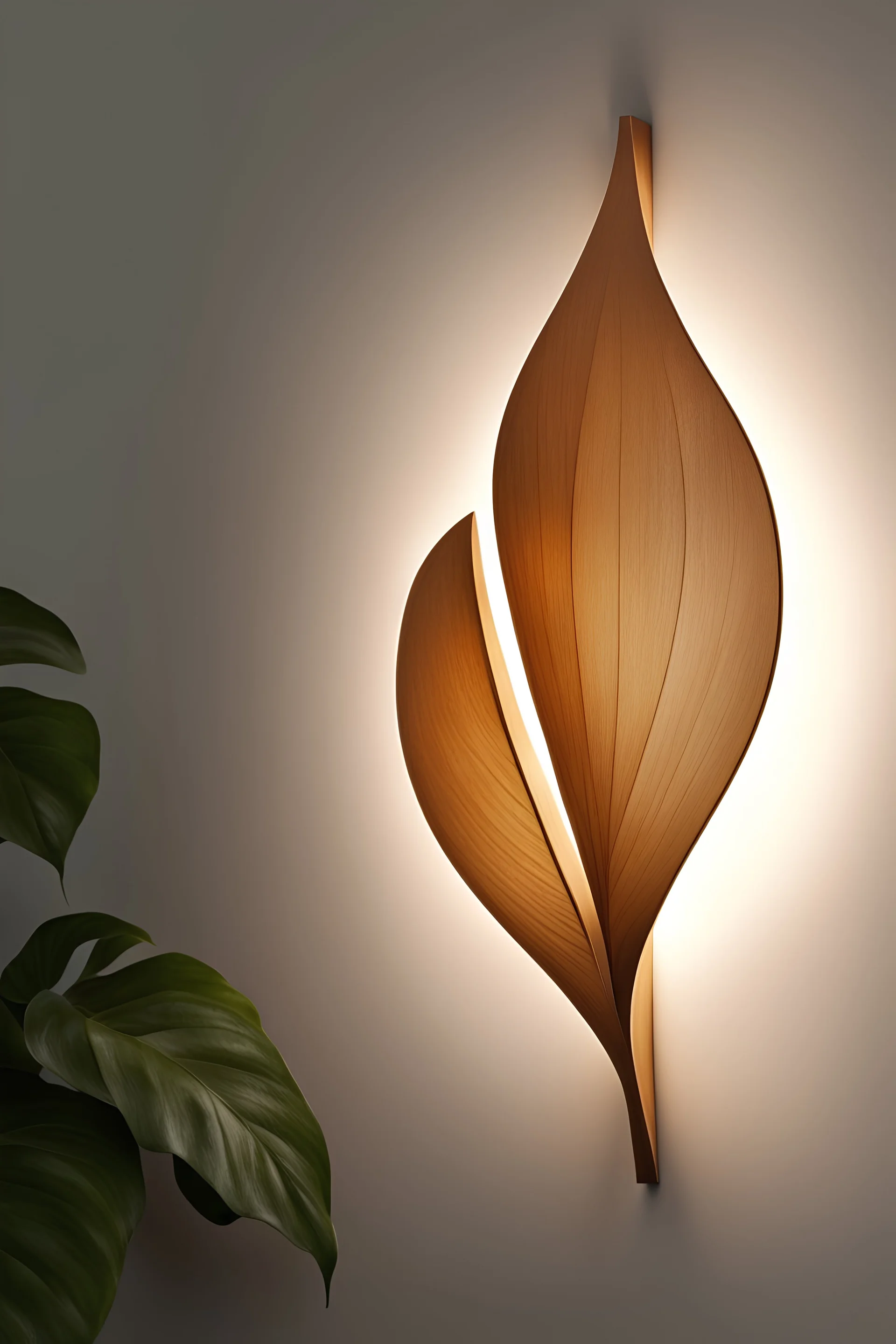 Wall lamp, inspired by leaf, abstract form, minimalist design syle