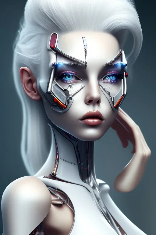 cyborg, white hair, sexy, perfekt, real, dream