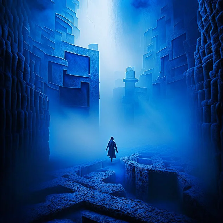 labyrinth and blue fog