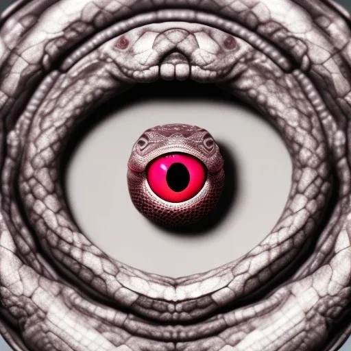 ouroboros as stone ring with red diamond eyes, sculpture, photorealistic,snake texture, 8k, ray traicing,macro lens, sharp focus, hyper detail, sparkle,