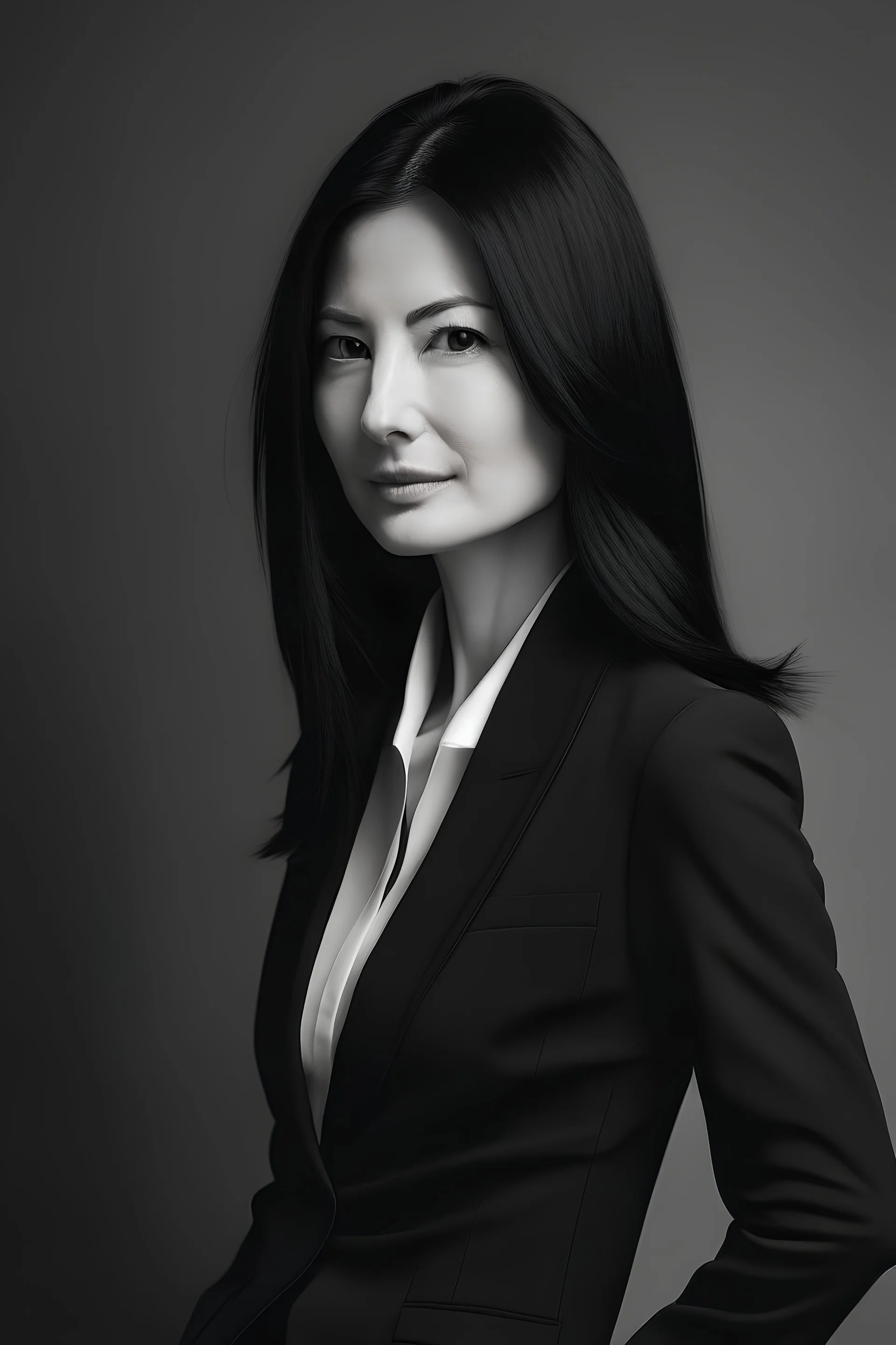 A slender black-haired woman