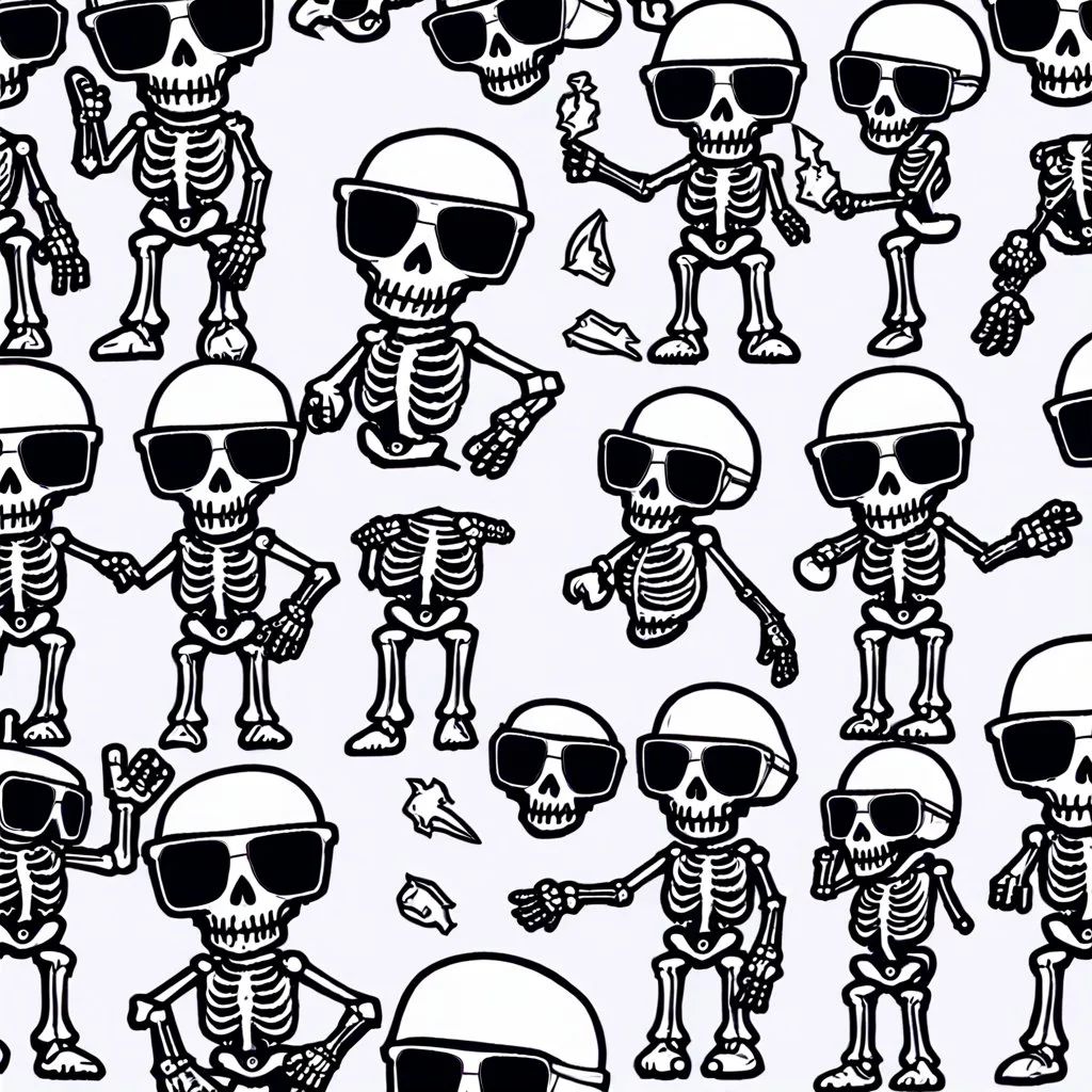 skeleton whit cool sunglasses, GG emotes, sprite sheet