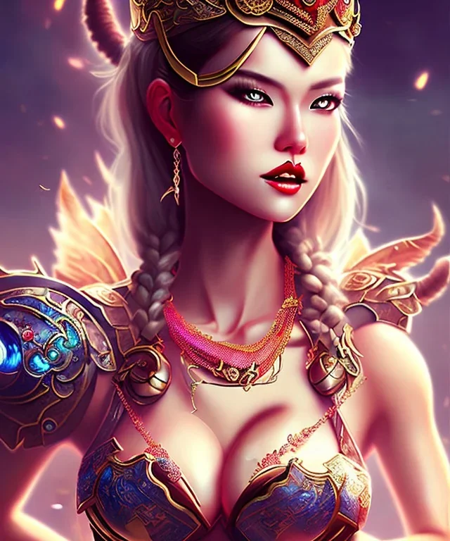 asien milf, warrior princess, nacht, corsage, necklace, fantasy art