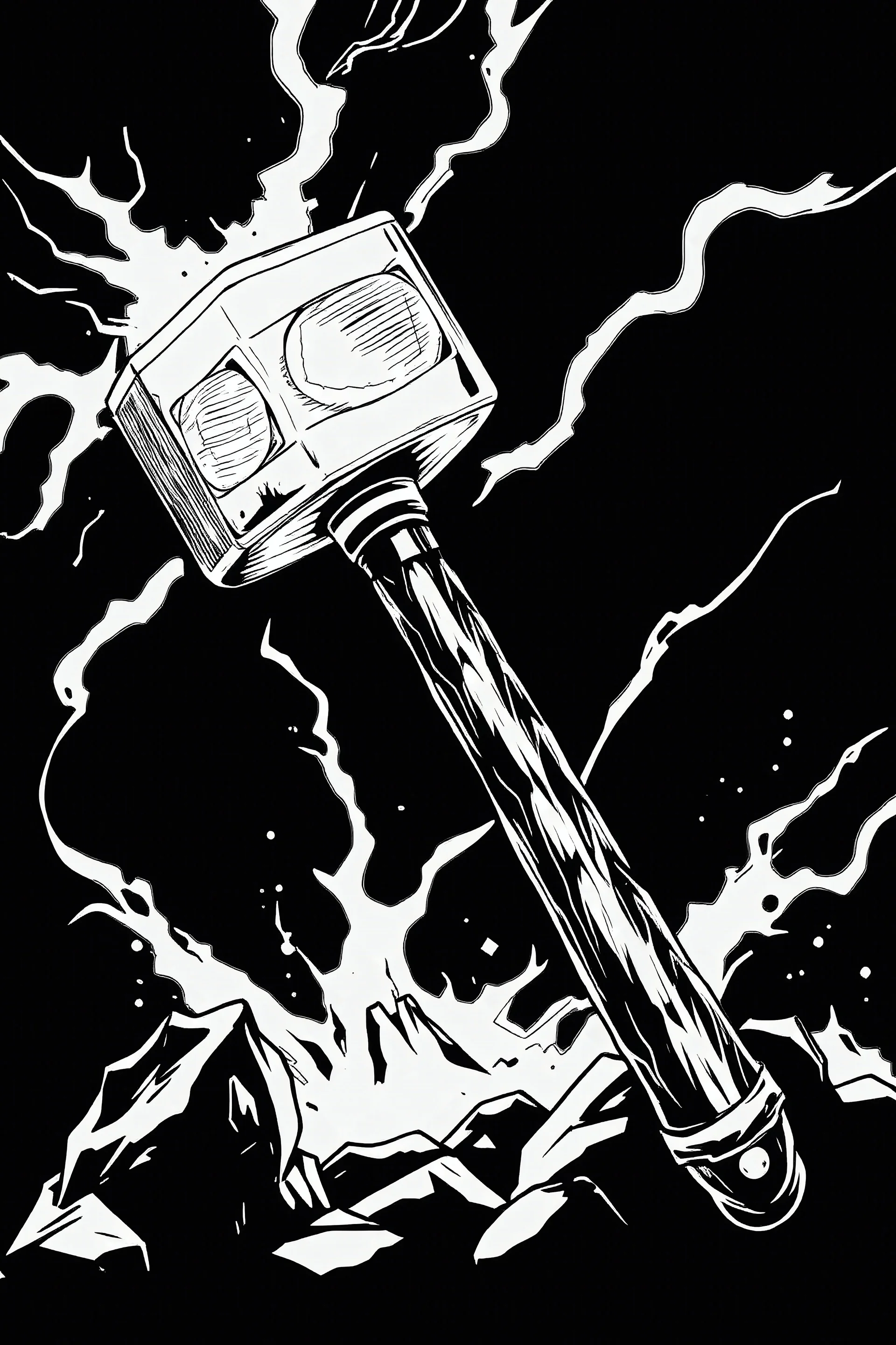 outline art of a HAMMER, comic effect