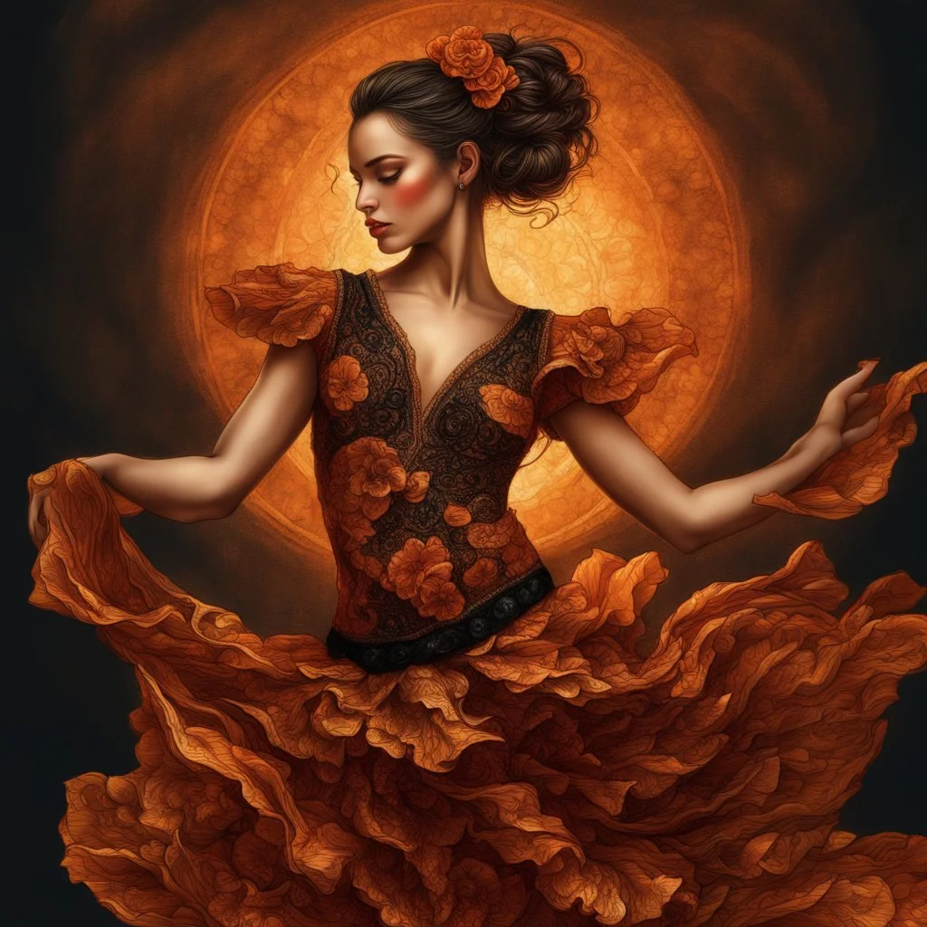 beautiful flamenco dancer girl art by mandy disher, victoria francis made of amber, black onyx, flame and cotton magical realism luminism, ultra highly detailed, 32 k, Fantastic Realism complex background, dynamic lighting, lights, digital painting, intricated pose, highly detailed intricated, ultra hd, realistic, vivid colors, highly detailed, UHD drawing, pen and ink, perfect composition, beautiful detailed intricate insanely detailed octane render trending on artstation, artistic photography,