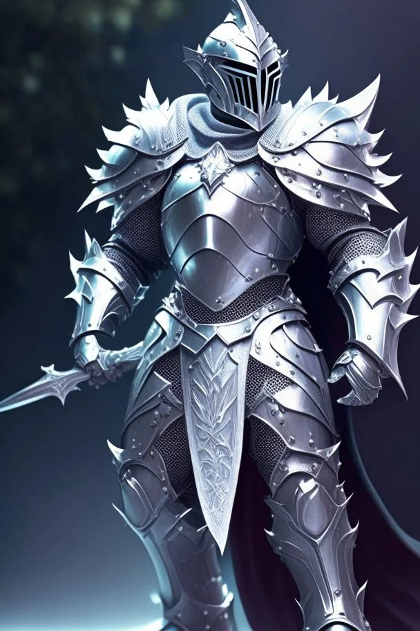 silver knight with magical armor