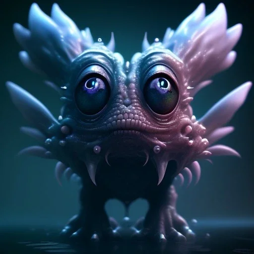 Cute fluid ink creature, big black eyes, unreal engine 5, 8k resolution, photorealistic, ultra detailed