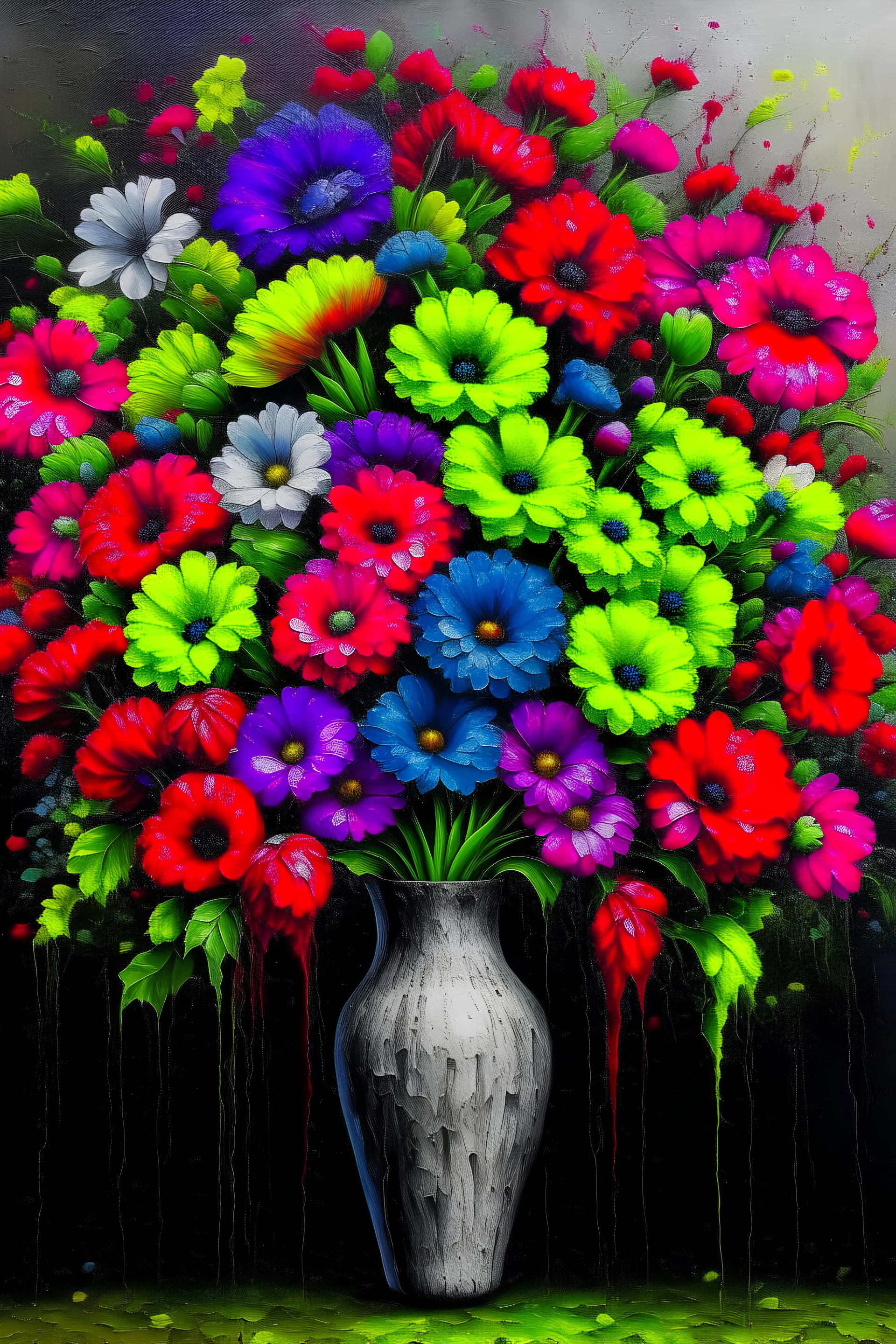 Painting of colorfull flowers by Paul oz