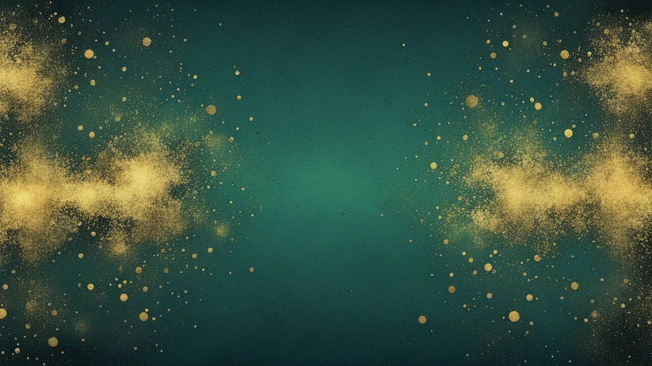 Hyper Realistic Green, Navy-Blue & Golden Abstract Retro Grungy Texture With Ember-Particles