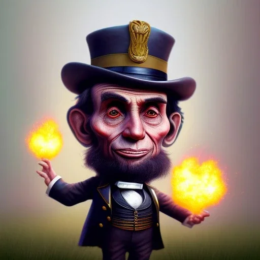 pixar style, sunny volumetric Capitol building environment and background, realistic painting of a cute midget abraham lincoln with stovepipe hat, looking excited, volumetric lighting, dramatic lighting, detailed digital painting, anime, ornate, colour-washed colors, elegant, small minutiae, tiny features, particulars, centered, smooth, sharp focus, renderman gofur render, 8k, uhd, detailed eyes