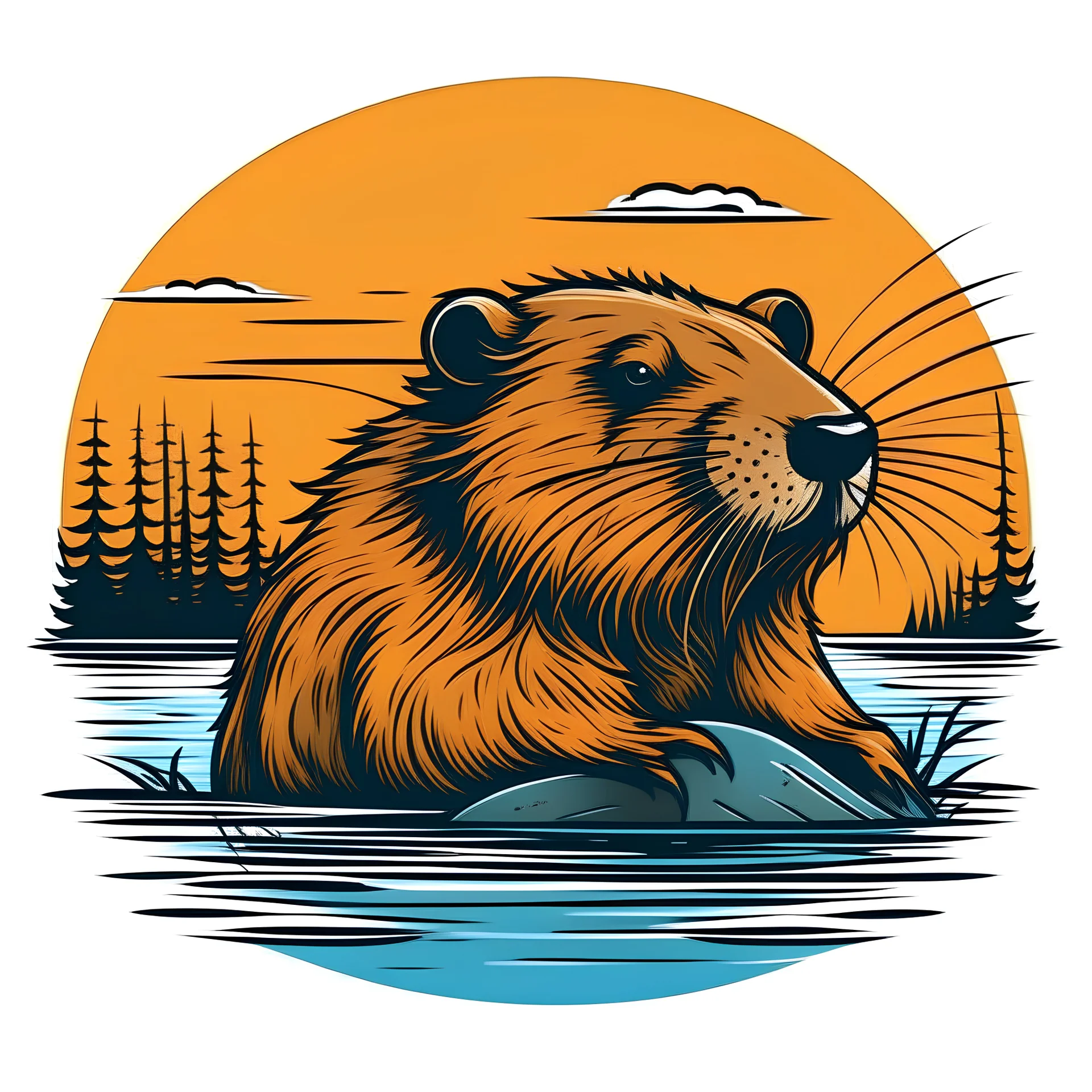 логотип бобер и озеро