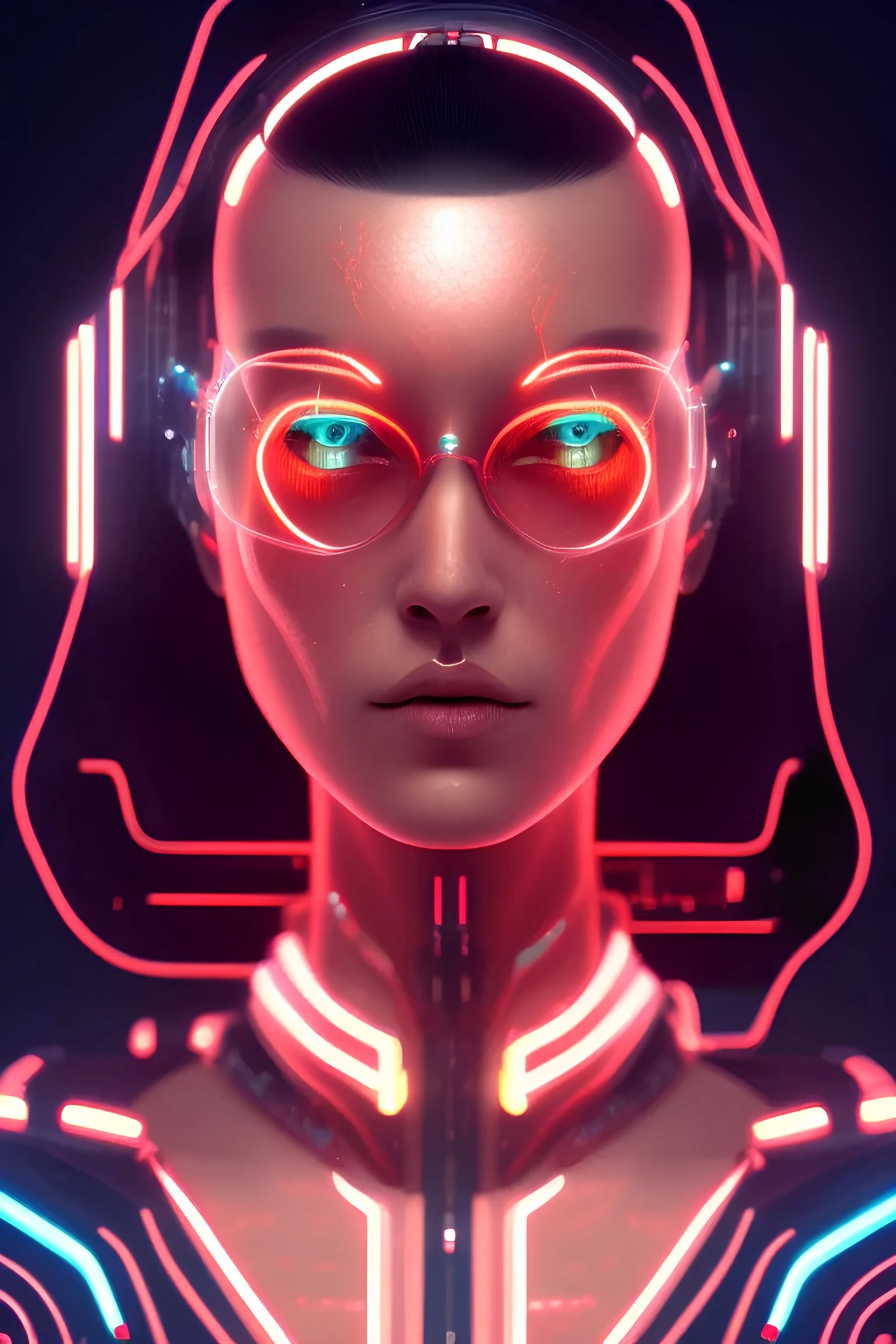 cyberpunk, head, women, portrai, tron