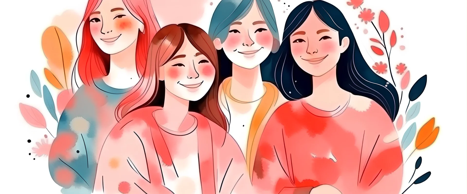 Happy women group for International Women’s day , watercolor style illustration by Generative Ai