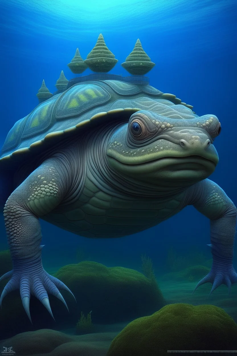 Matamata Turtle shark creature , 3d 4k octane render, lifelike, photorealistic, artstation, illustration, smooth, sharp focus, ornate, intricate, complex, highly detailed, digital painting, smooth, art by tom bagshaw, akihiko yosh