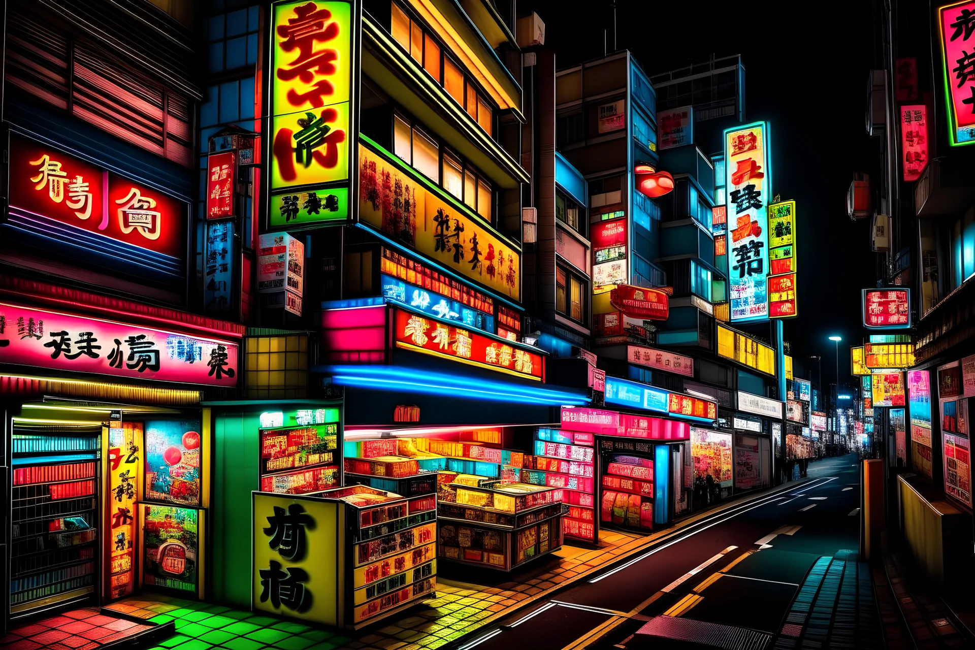 Food Delivery, Gift Box, Tokyo Nightlife, Neon, Vibrant, neon light, cityscapes, capturing the energy of Tokyo after dark, theme