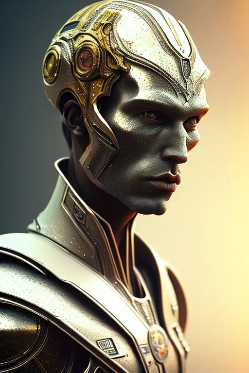 A photo realistic portrait of a stunning humanoid Alien prince, who is incredibly sad, 8k, 3d with depth of field hyper realistic