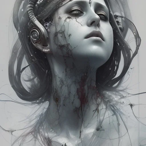 Singer Danish MØ face, Style cyberpunk, watercolor illustration by <agnes cecile> <John Kenn Mortensen> <Yoji Shinkawa>,