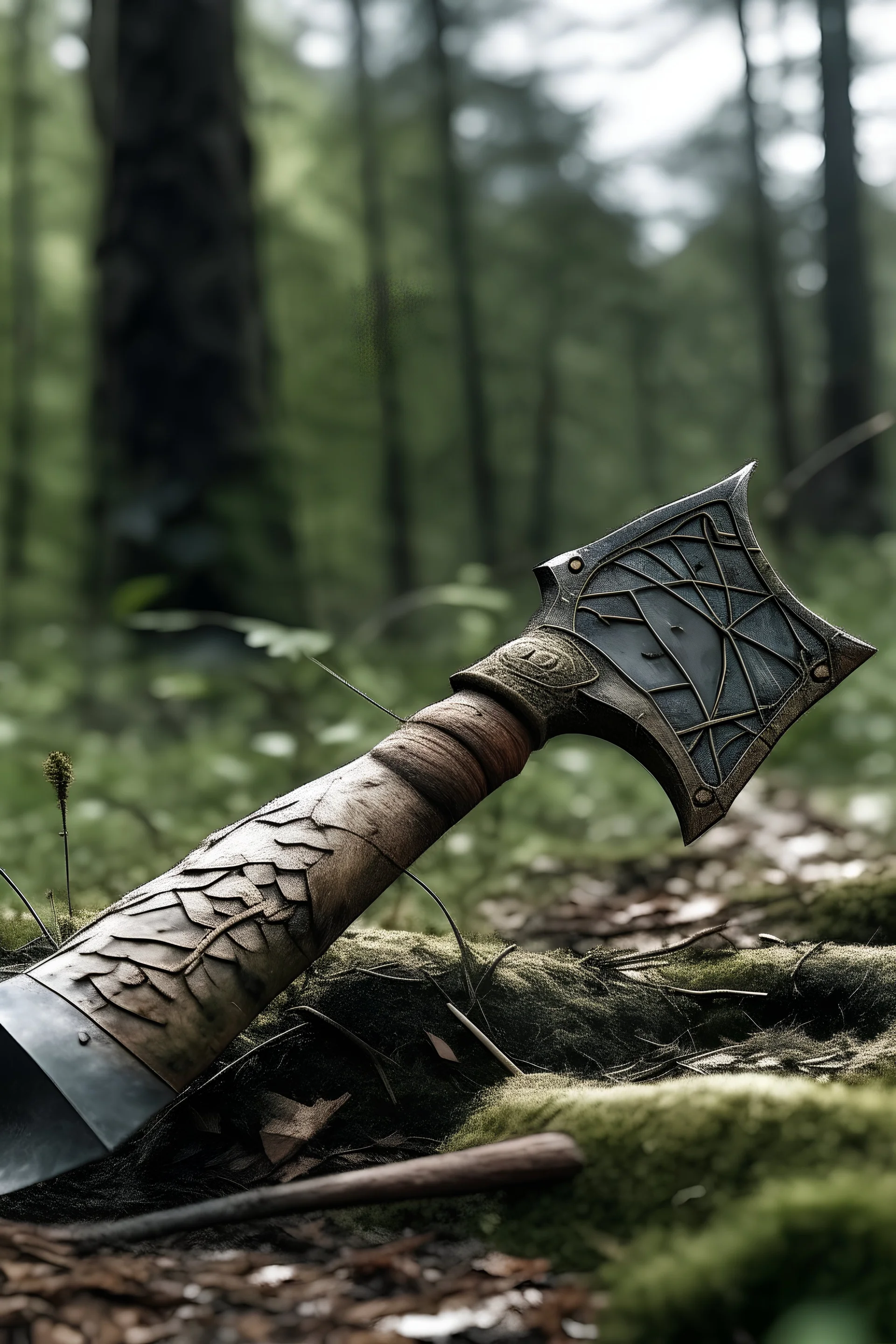 viking sharp axe on the ground