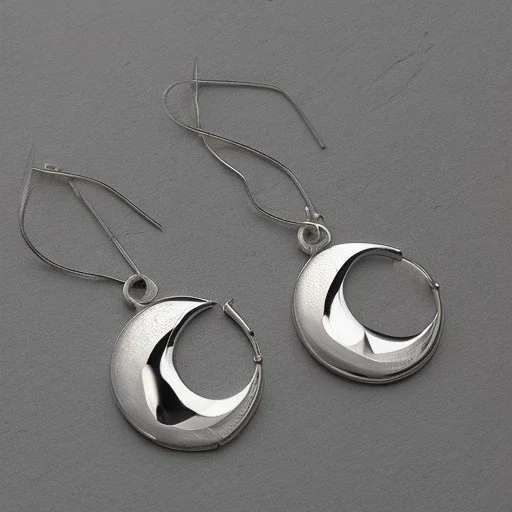 earring, jewlery, round, silver, crescent moon