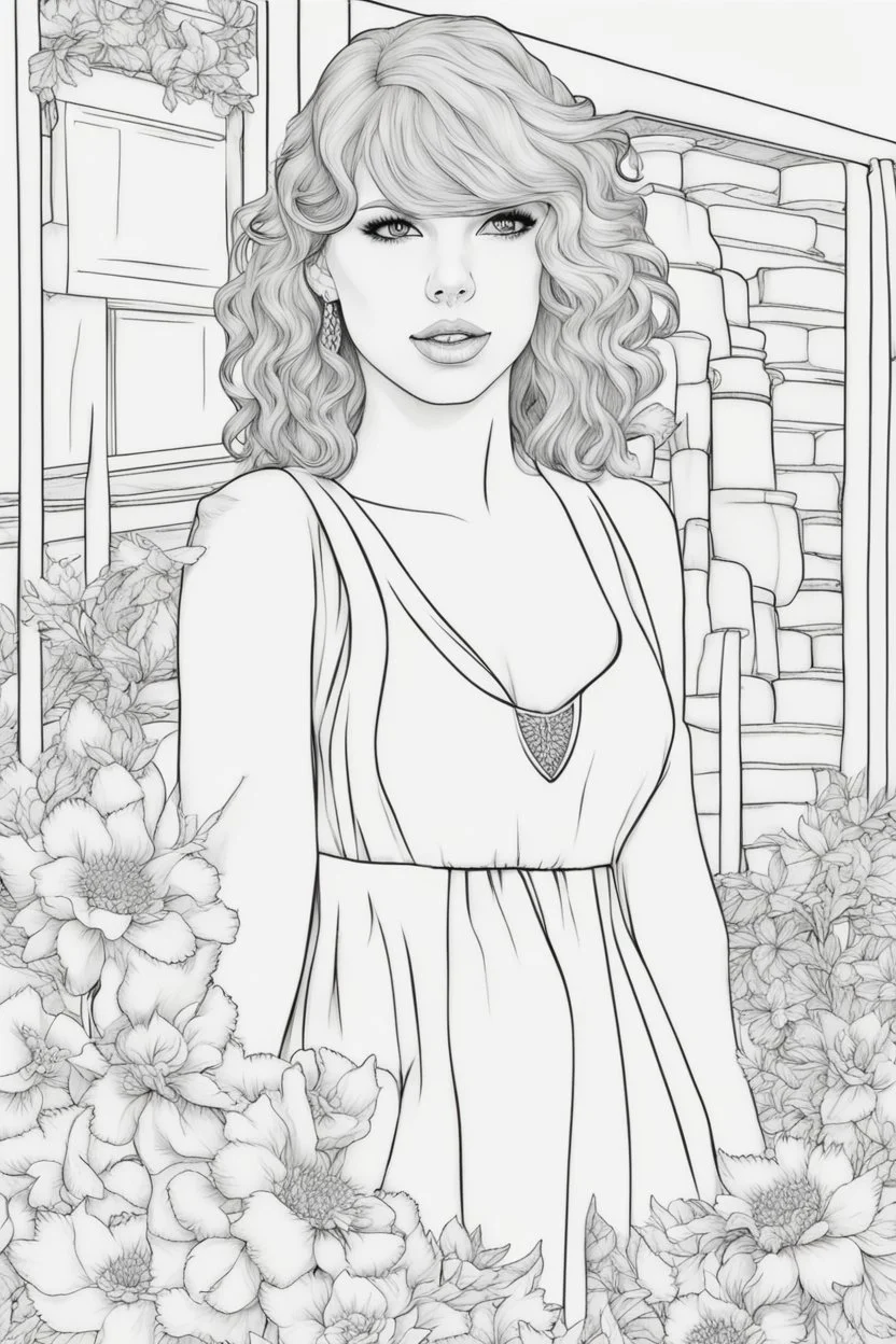 coloring pages of taylor swift for adults, Designs Black and white, No Shading