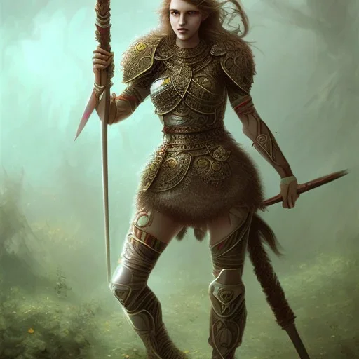 fantasy marigold flower warrior girl norse