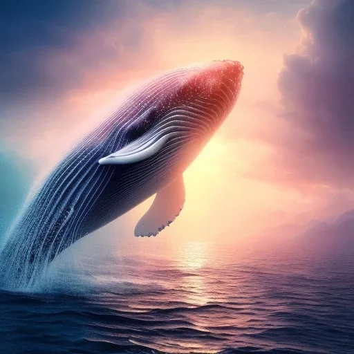 Nature, whale, on color lights, night, unreal 5, octane render, cinema4d, redshift render, hyper realistic, cenematic, vibrancy, synthwave, retouch, centered, dynamic lighting, dramatic lighting, 4k, highly detailed, attractive beautiful, realistic, virtual reality, epic composition, holographic,