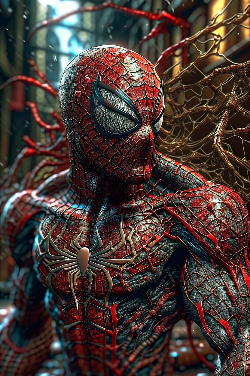 Fhoto full body, reality, Raw, god war as spiderman, digital art, intricate details, powerful composition, light eye, captivating, , trending on artstation, sharp focus, studio photo, intricate details, highly detailed, by addie_digi