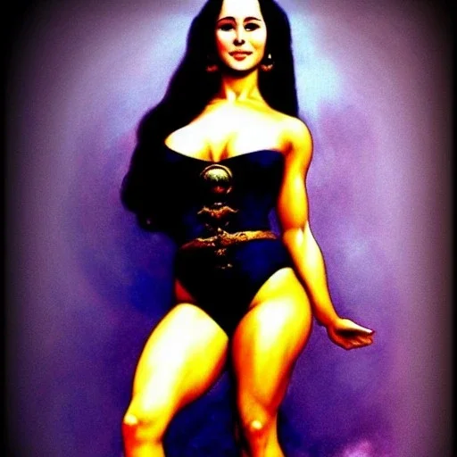 Epic full body picture portrait of busty atletic young beautiful Dejah Thoris Frank Frazetta styles