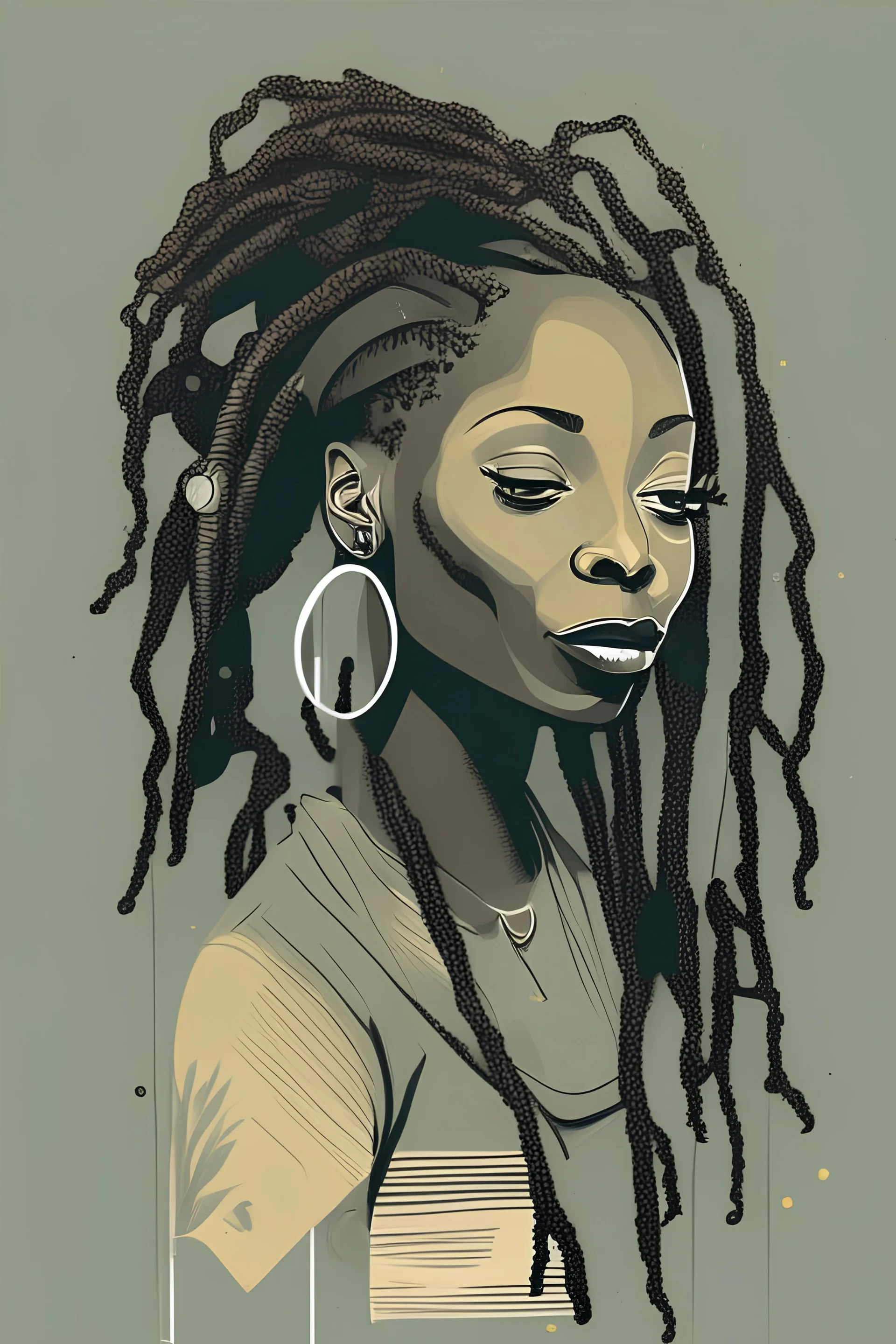 basic Illustration of black woman with locs for UX design portfolio