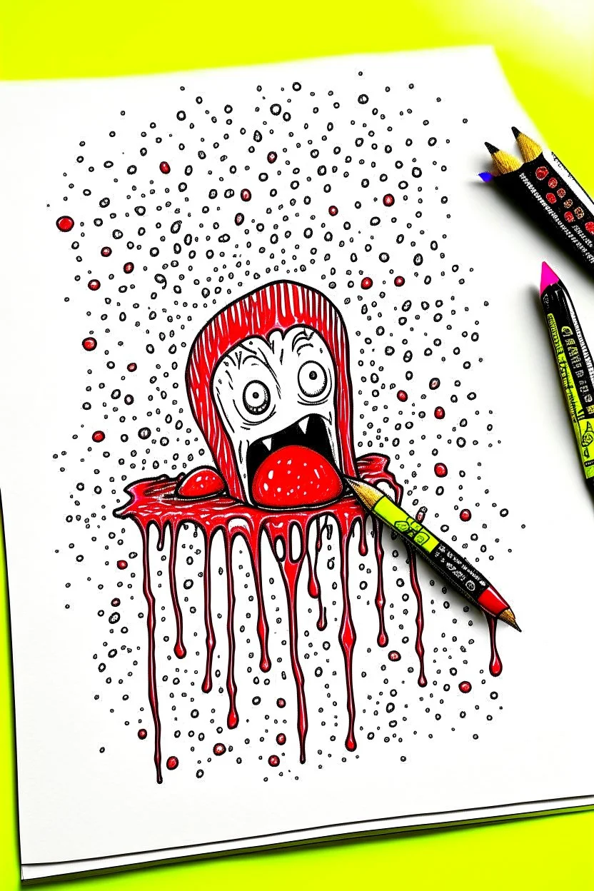 blood on one paper cartoon art