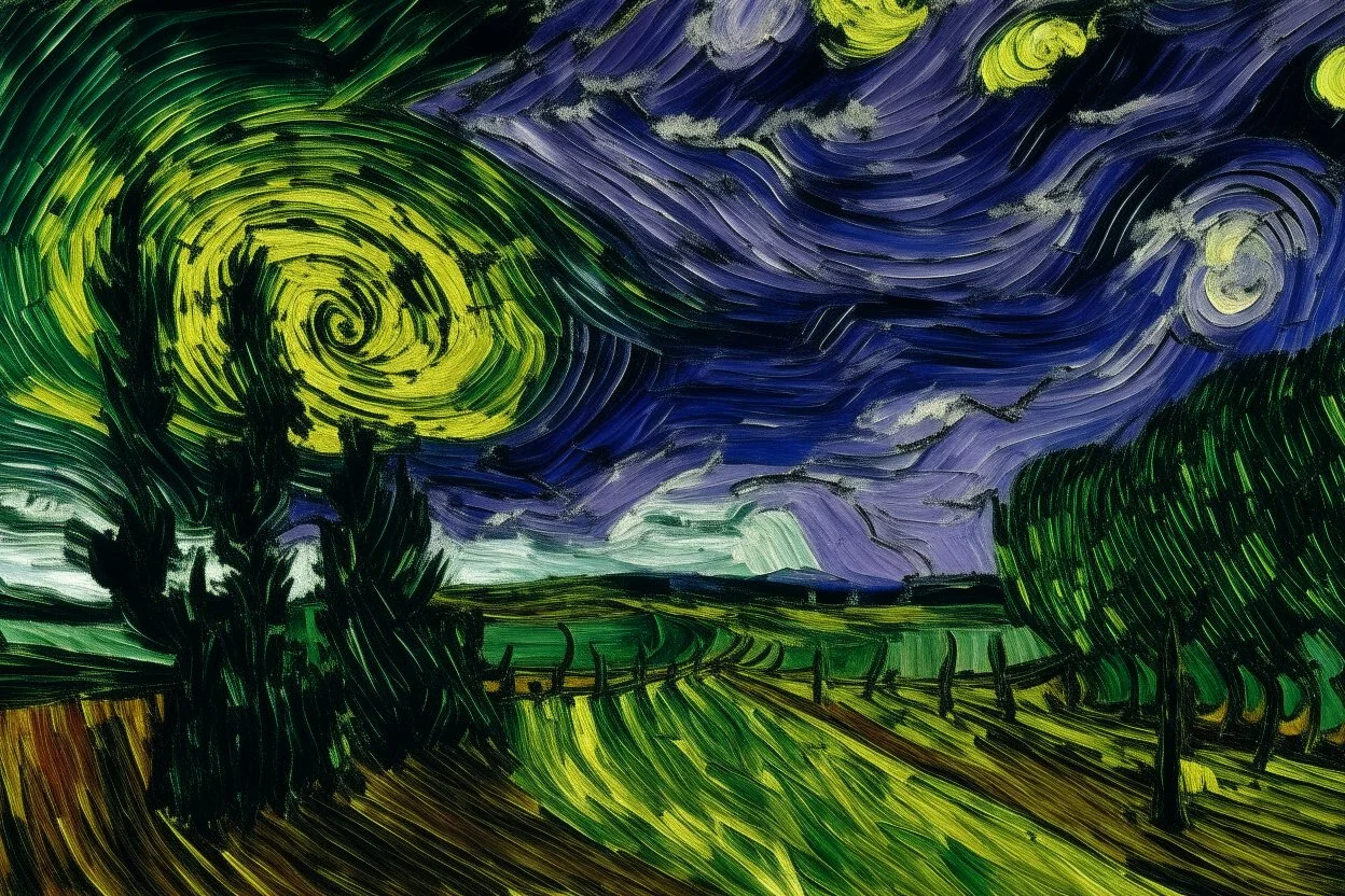 A violet screaming thunderstorm painted by Vincent van Gogh