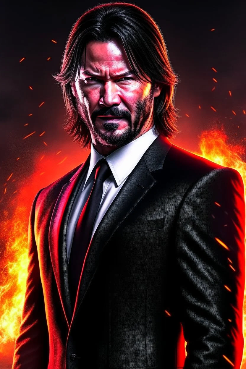 John Wick turning Super Saiyan photo real