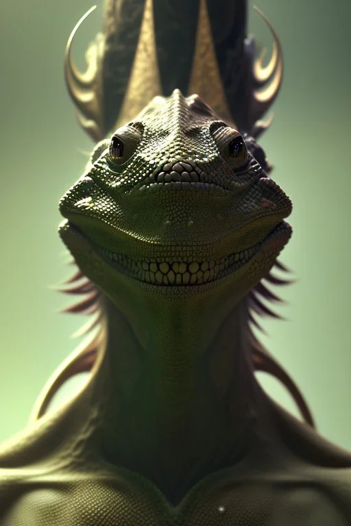 award winning portrait of a male anthropomorphic chameleon long black hair. character design by cory loftis, fenghua zhong, ryohei hase, ismail inceoglu and ruan jia. unreal engine 5, artistic lighting, highly detailed, photorealistic, fantasy