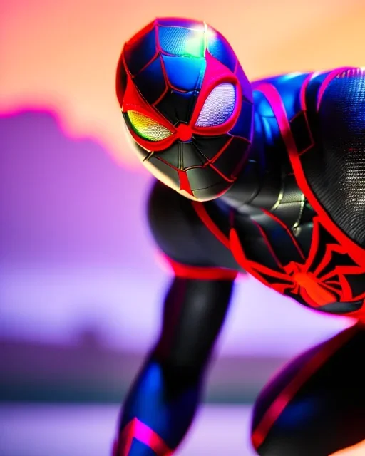 mavel's miles morales, comic book, highly detailed, hyper-detailed, beautifully color-coded, insane details, intricate details, beautifully color graded, Cinematic, Color Grading, Editorial Photography, Depth of Field, DOF, Tilt Blur, White Balance, 32k, Super-Resolution, Megapixel, ProPhoto RGB, VR, Halfrear Lighting, Backlight, photorealistic rendering