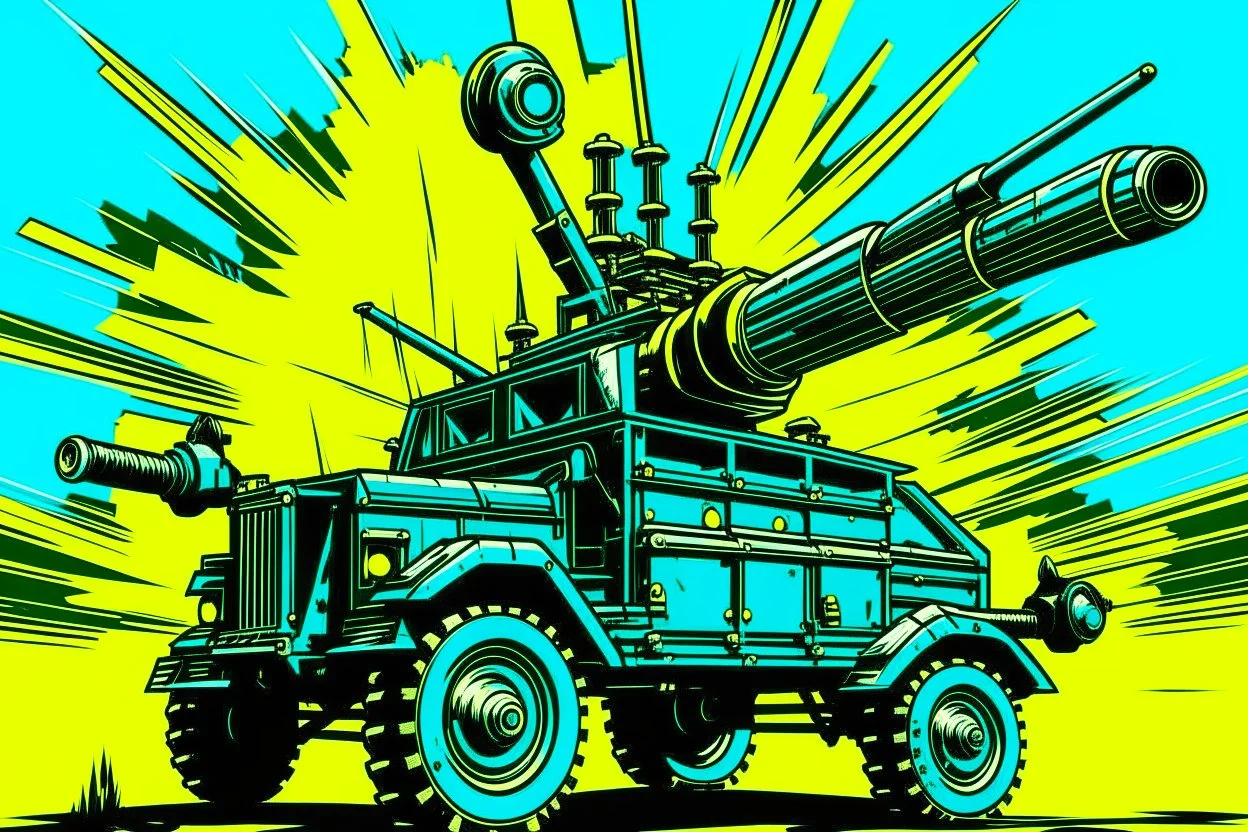 Pop art style anti Aircraft vehicle