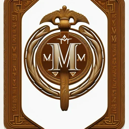 letter M, laurel wreath, roman style