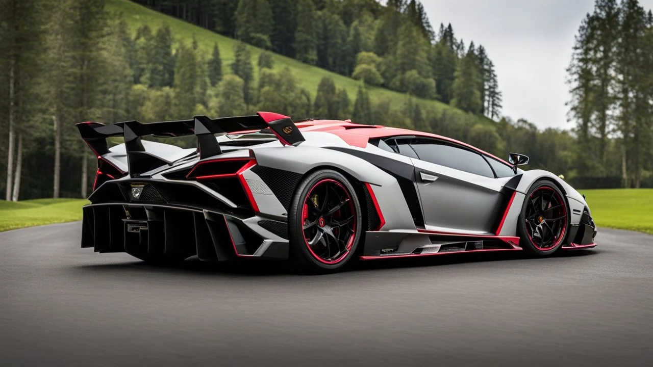 Jesko MANSORY Fused with Lamborghini Veneno, Super Detailed, desktop wallpaper, 4K rear view, center
