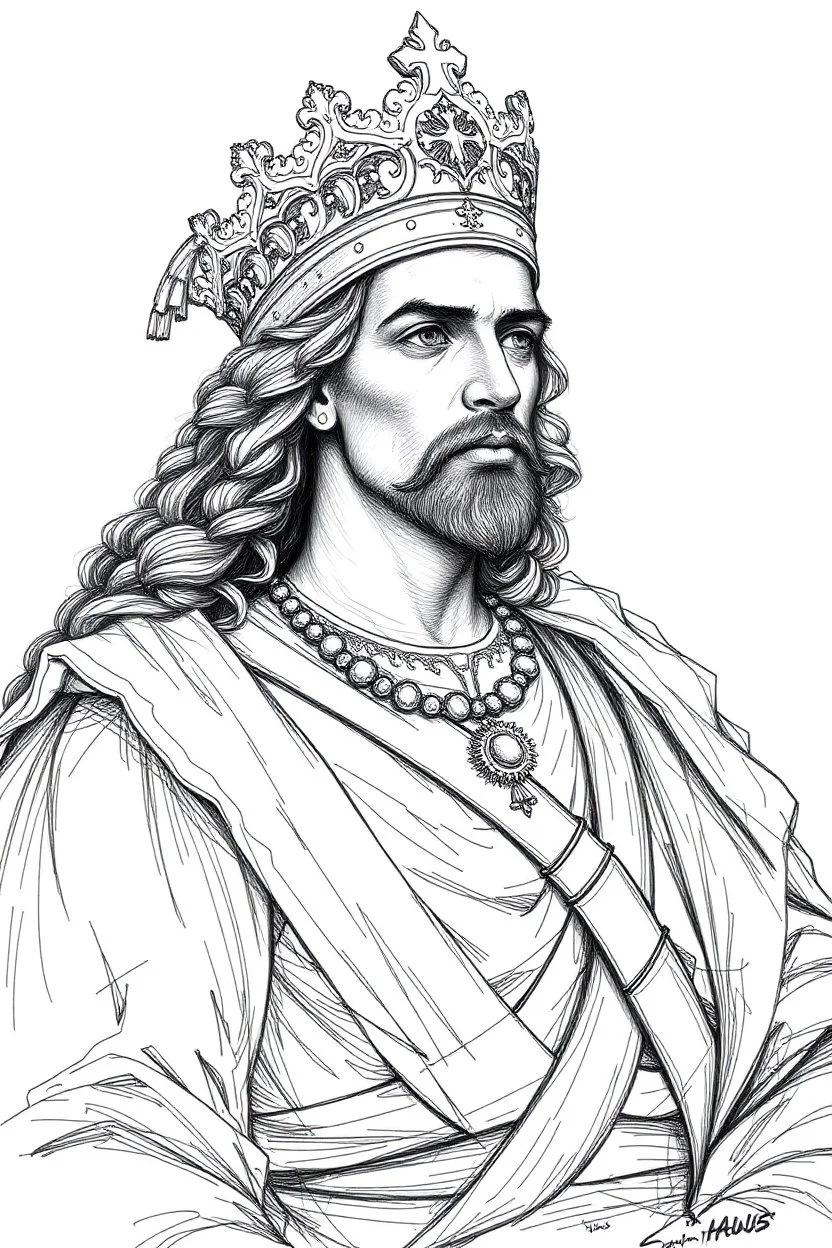 Vasco Núñez de Balboa in the style of davinci sketch