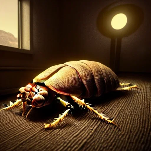 large humanoid cockroach lying on bed in cramped bedroom, 8k resolution, high-quality, fine-detail, intricate, digital art, volumetric lighting, illustration, 3D octane render, brian froud, howard lyon, selina french, anna dittmann, annie stokes, lisa parker, greg rutowski