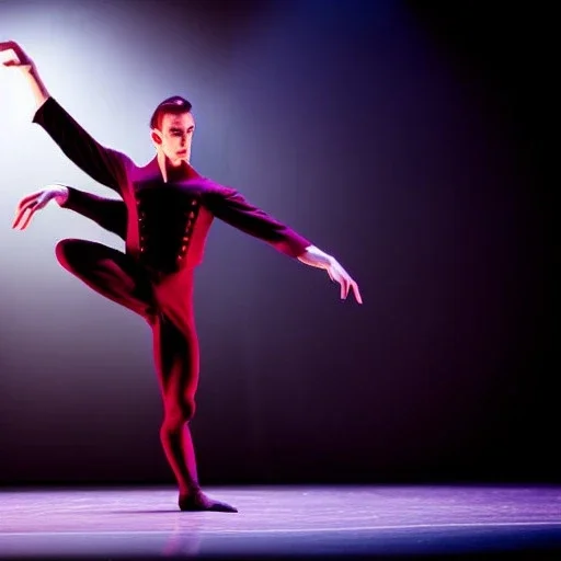 Male vampire Ballet dancer on stage atmospheric realistic